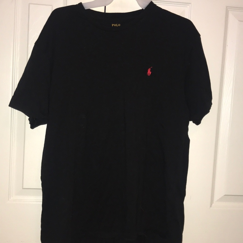 Black crew neck polo